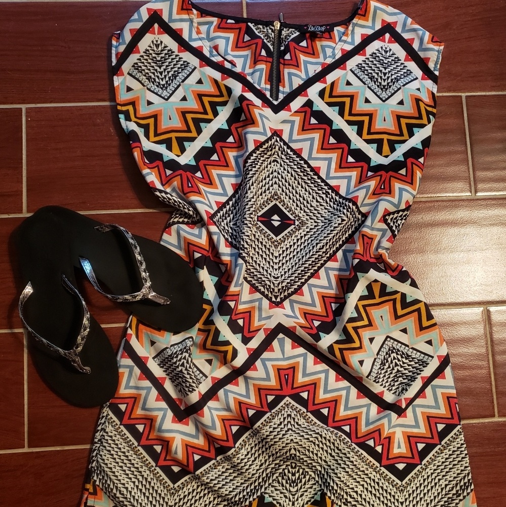 Silk Geometric Print Dress